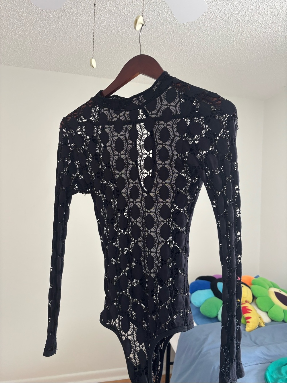 Guess by Marciano Black Long-Sleeve Lace Bodysuit